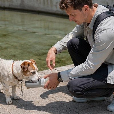 Gourde pour Chien gris 
