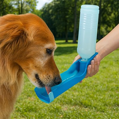 Gourde pour chien hydratation facile en balade maître donne chien à boire