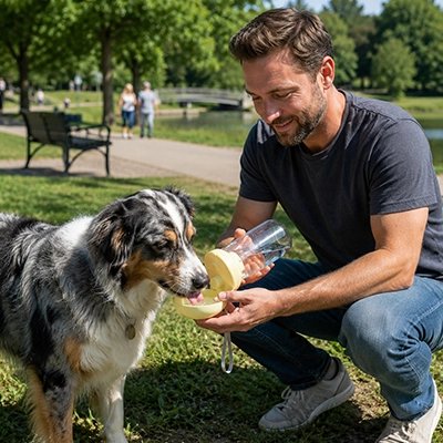 Gourde pour Chien jaune chien boire eau