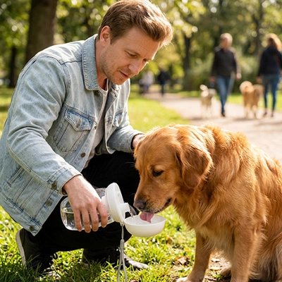 Gourde pour Chien maître à côté son chien 