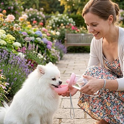 Gourde pour Chien maître et les fleurs
