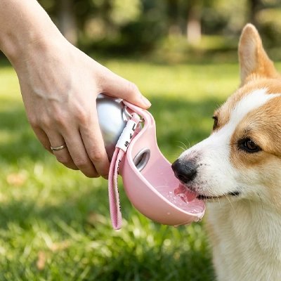 Gourde pour Chien rose chien boit 