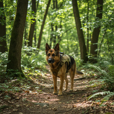 harnais anti traction khaki marche dans la foret