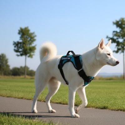 Harnais chien randonnee promenade securisante vert gros chien