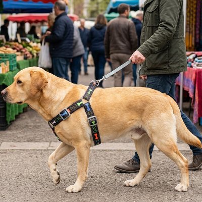 Harnais chien sécurité et confort optimal chien balade au marche avec son maître 