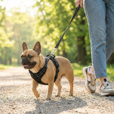 harnais pour petit chien balade securisante noir chien balade avec son maitre