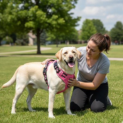 harnais randonnee chien nature rose maitre