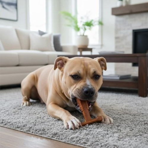 Jouet indestructible pour Chien au salon sur tapis 