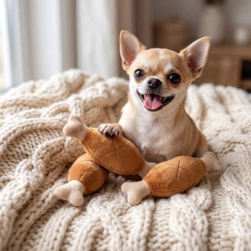 Jouet pour chien​ devant un chiot