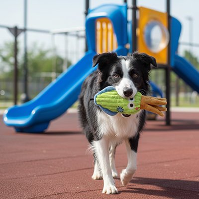 Jouets pour chien dans un parc