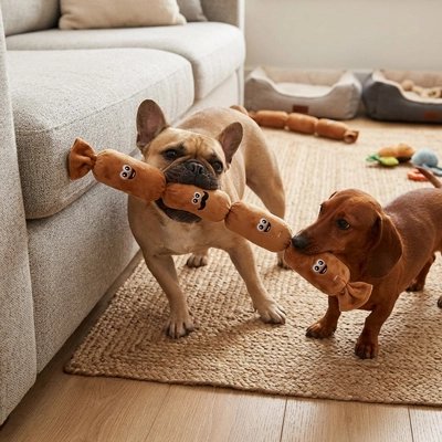 Jouets pour chien​ deux chiens au salon