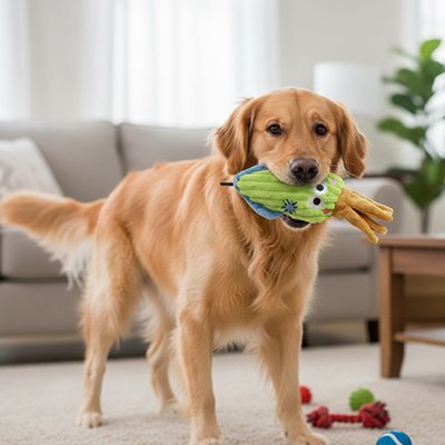 Jouets pour chien poulpe dans la maison