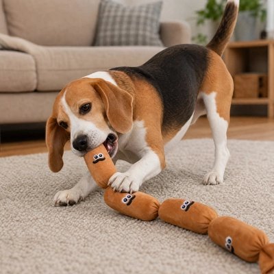 Jouets pour chien​ sur le tapis chien salon