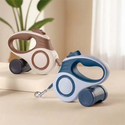 Laisse chien solide Rétractable Confort marron bleu