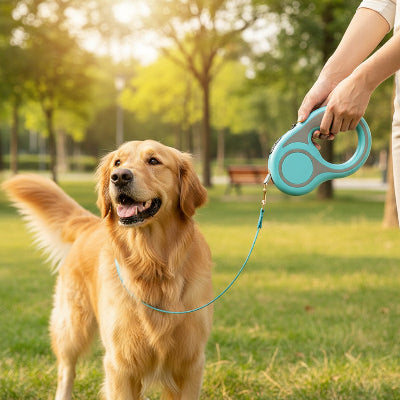 laisse longe pour chien bleu parc maitre