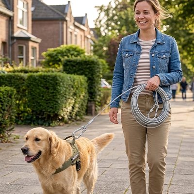 Laisse longe pour chien confort et contrôle dame balade chien