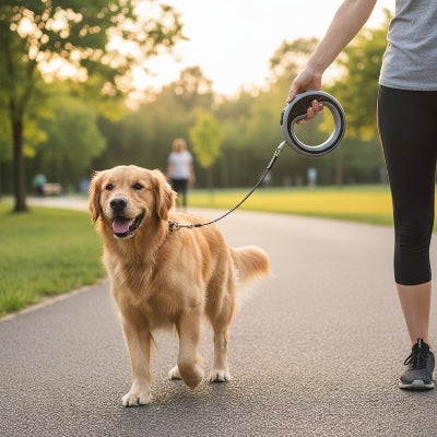 laisse longe pour chien gris parc maitre