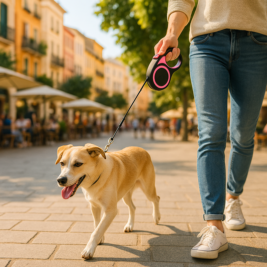laisse pour chien retractable Premium marche rose ville