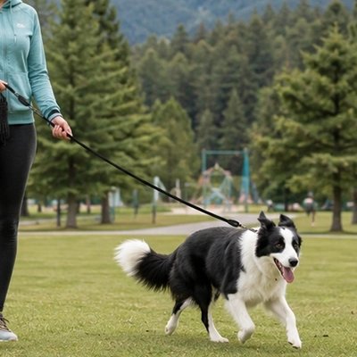 Longe 10m pour Chien noir au parc avec son maître 