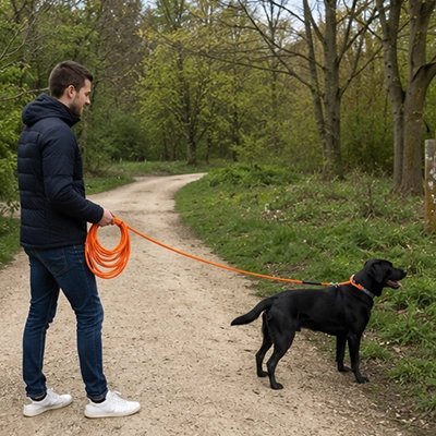Longe 10m pour Chien orange balade dans la forêt 