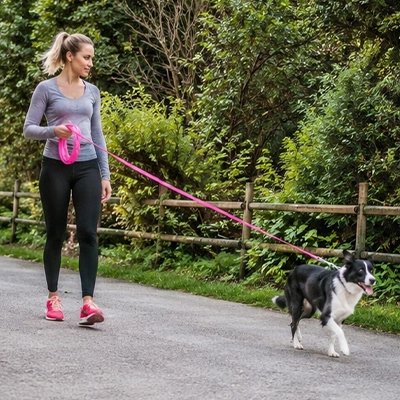Longe 10m pour Chien rose maître balade son chien avec joie