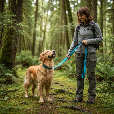 longe chien bleu foret maitre