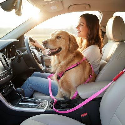 longe chien rose voiture maitre confort