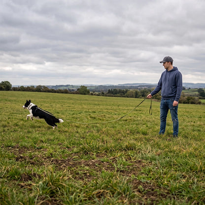 longe pour chien liberté en balade terrain