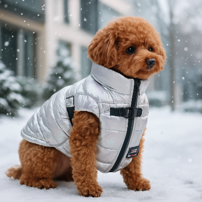 manteau chien gris confortable au froid