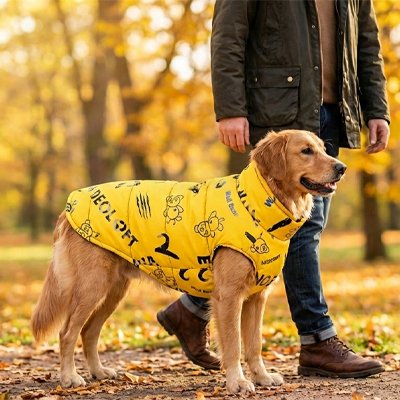 Manteau pas cher pour chien jaune feuilles autonomes maitre a cote