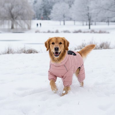 Manteau pas cher pour Chien imperméable constant rose marche dans la neige