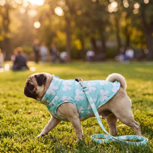 Manteau pour Chien bleu ciel chien marche