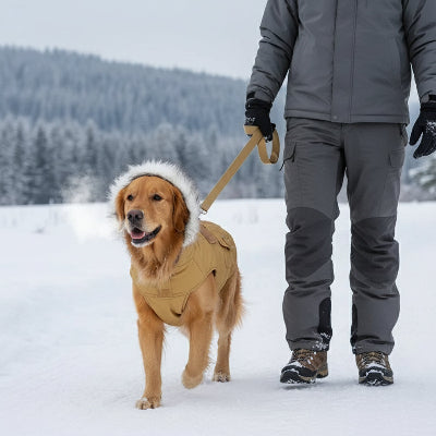 manteau pour chien khaki marche dans la neige maitre