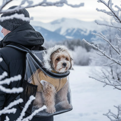 manteau pour chien khaki sac dos de son maitre neige
