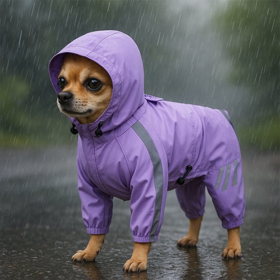 Manteau raflaichissant pour chien violet sous la pluie