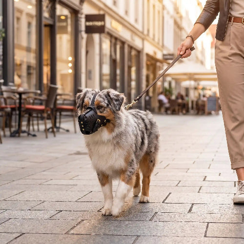 museliere berger australien confortable chien en ville