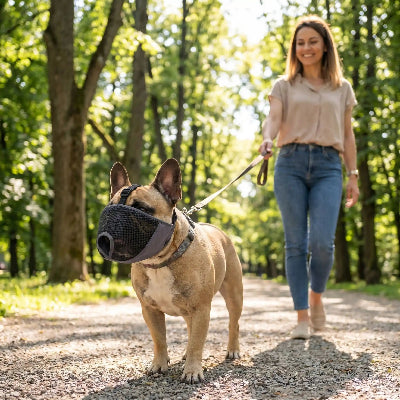 muselière bouledogue français doux et ajustable balade maitre