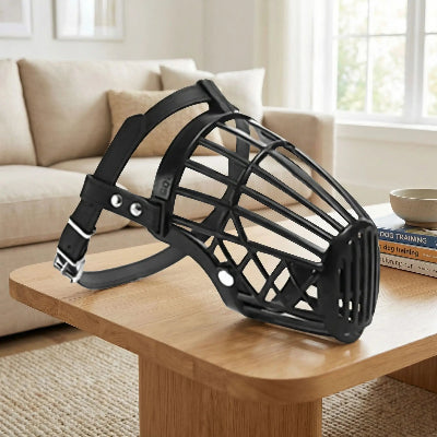 museliere cage noir sur une table salon