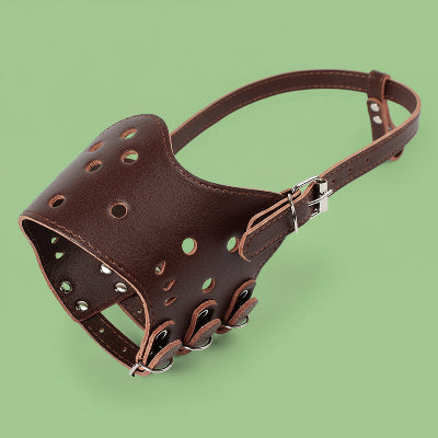 museliere chien cuir marron securite confort