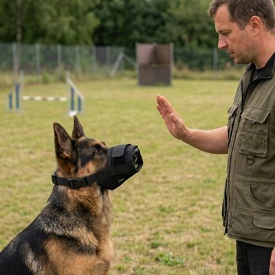 Muselière chiot force absolue maître donne la main