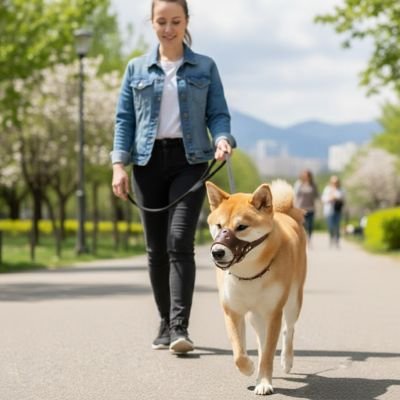 Muselière chiot securise force café balade avec son maitre