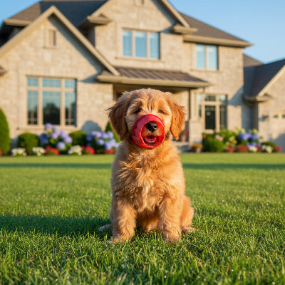 muselière chiot ventilée ajustable rouge petit chien