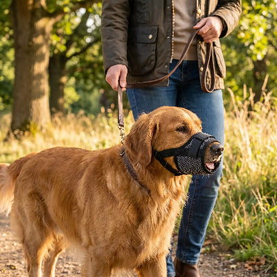 muselière petit chien yorkshire réglable et sécuritaire balade maître