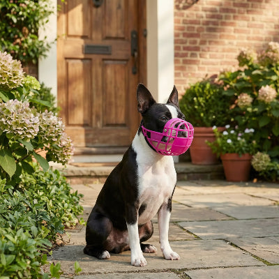 muselière pour chiot ajustement respirant rose maison 