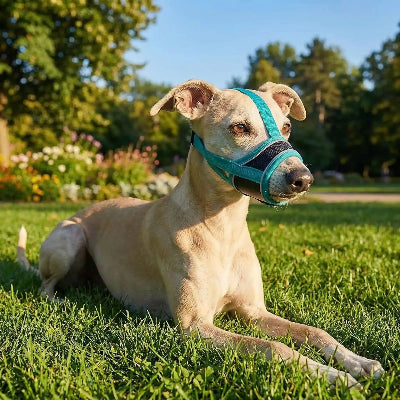 muselière pour chiot qualité ajustable chien couche sur la pelouse