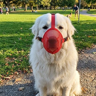 Muselière pour petit chien respirant antistress chien assis