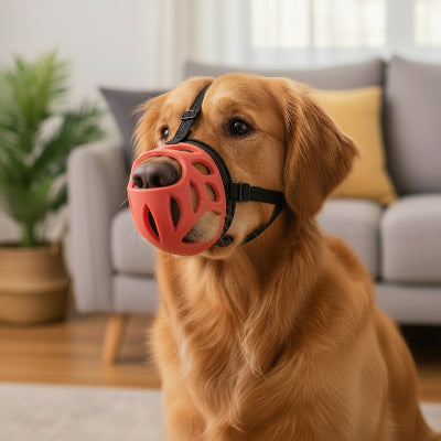 muselière pour yorkshire légère et confortable rouge petit chien
