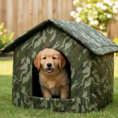 Niche pour Chien extérieur Résistante Intempéries vert chien débout 