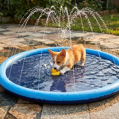 Piscine Chien avec petit canard jaune