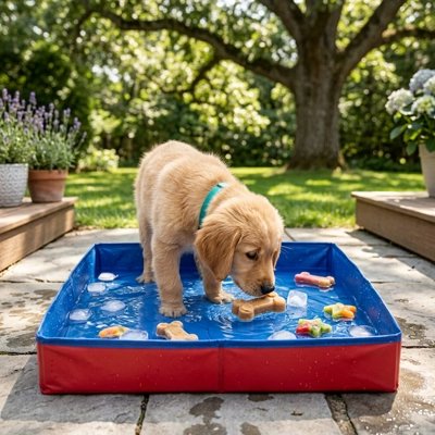 Piscine Chien jouets dans la piscine 